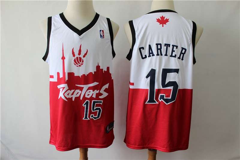 Toronto Raptors CARTER #15 White Red City Basketball Jersey (Stitched)