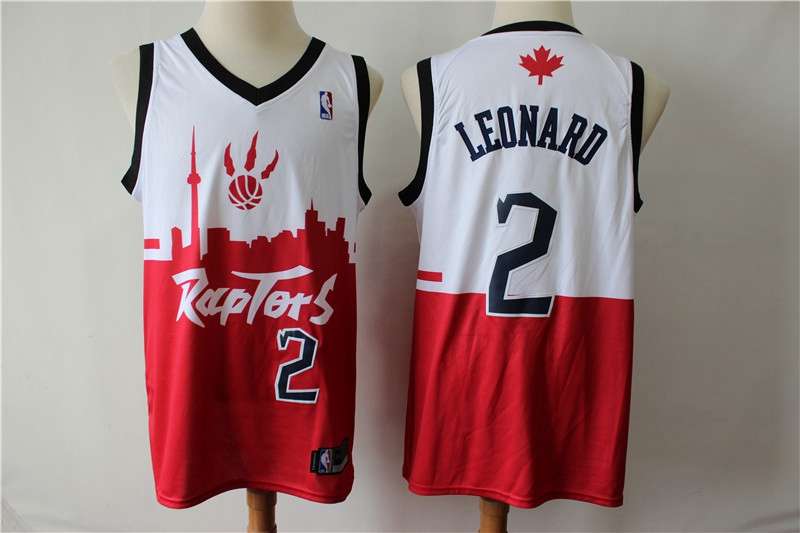Toronto Raptors LEONARD #2 White Red City Basketball Jersey (Stitched)