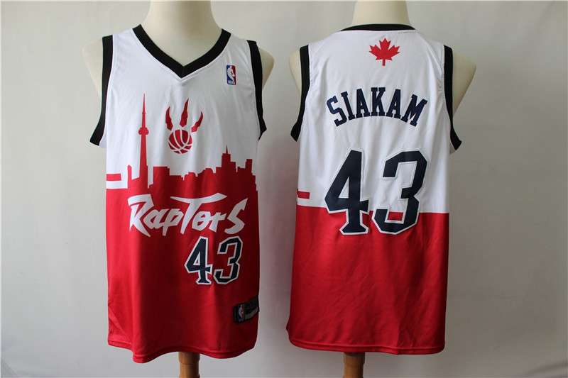 Toronto Raptors SIAKAM #43 White Red City Basketball Jersey (Stitched)