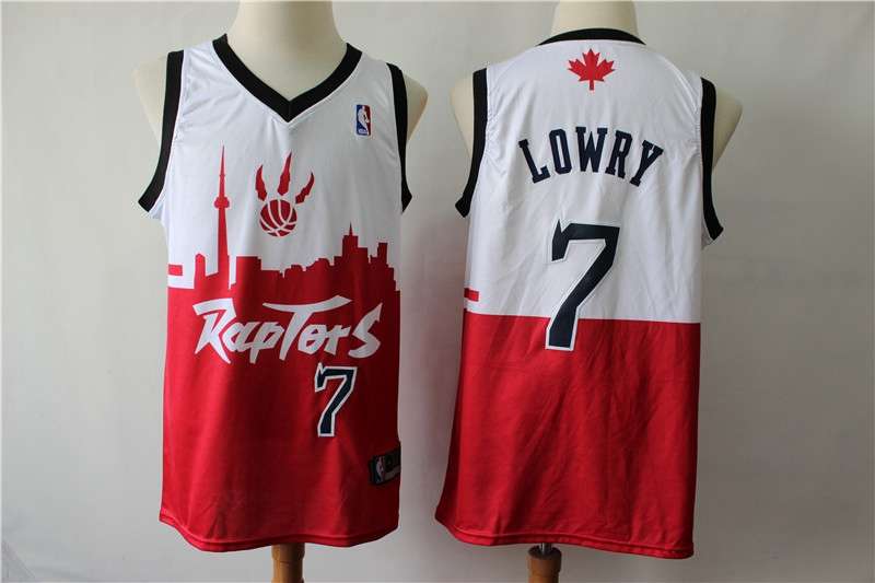 Toronto Raptors LOWRY #7 White Red City Basketball Jersey (Stitched)