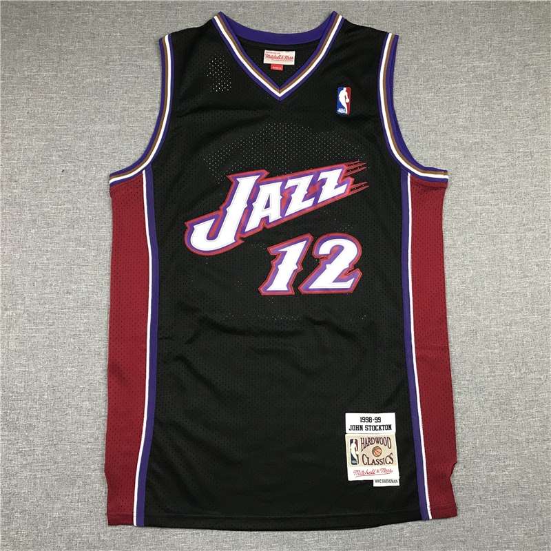 Utah Jazz 98/99 STOCKTON #12 Black Classics Basketball Jersey (Stitched)