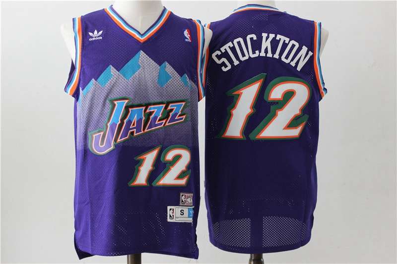 Utah Jazz STOCKTON #12 Purple Classics Basketball Jersey (Stitched)