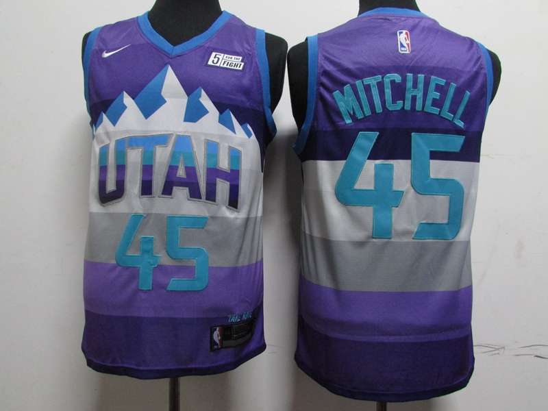 Utah Jazz MITCHELL #45 Purples City Basketball Jersey (Stitched)