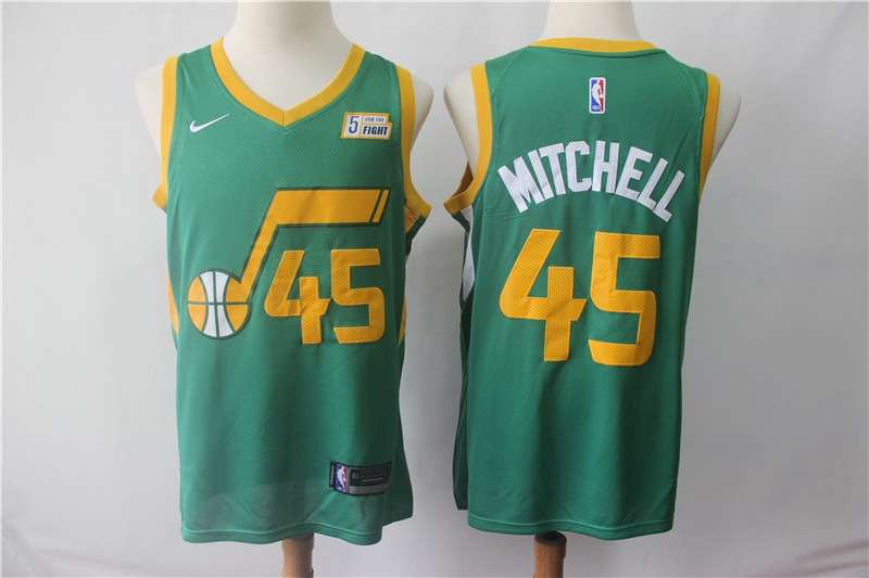 Utah Jazz MITCHELL #45 Green Basketball Jersey (Stitched)