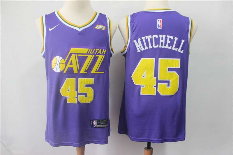 Utah Jazz MITCHELL #45 Purples Basketball Jersey (Stitched)