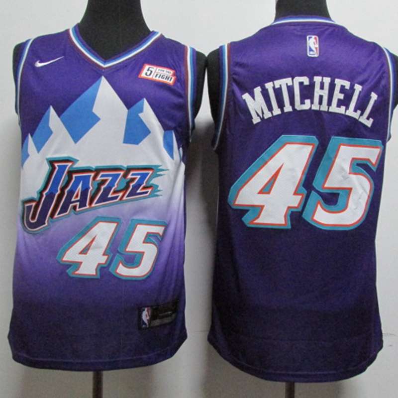 Utah Jazz MITCHELL #45 Purples Basketball Jersey (Stitched) 02