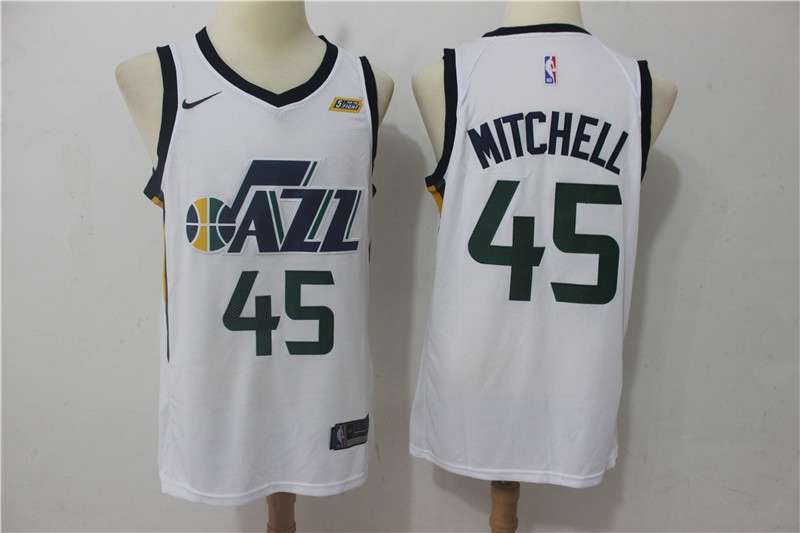Utah Jazz MITCHELL #45 White Basketball Jersey (Stitched)