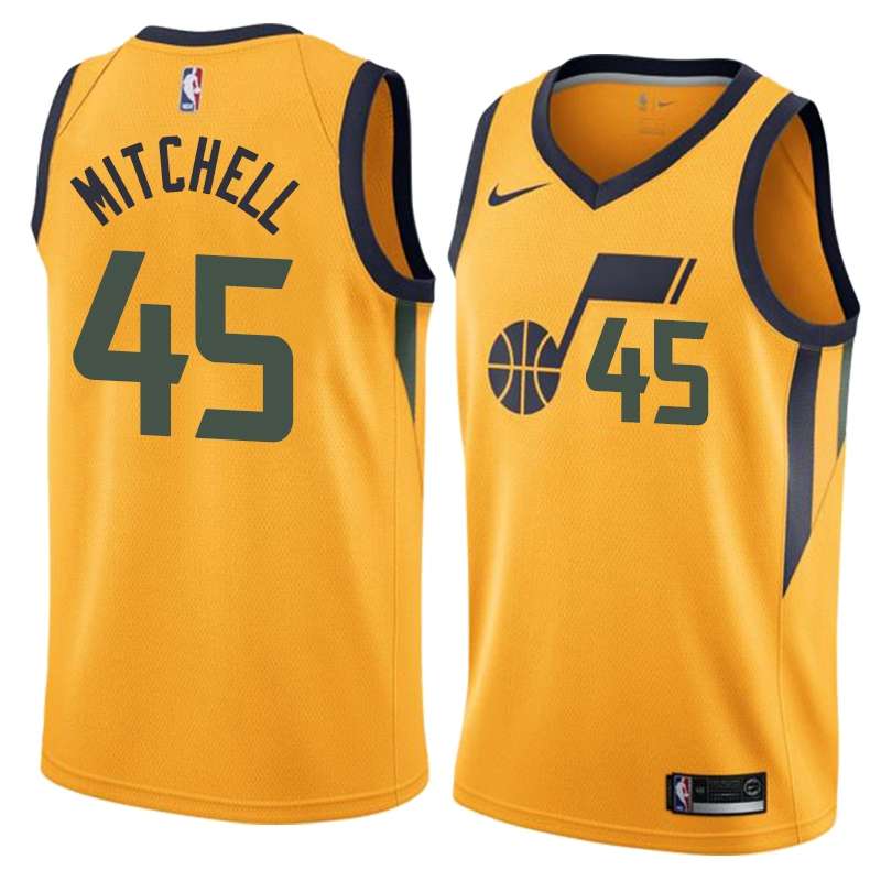 Utah Jazz MITCHELL #45 Yellow Basketball Jersey (Stitched)