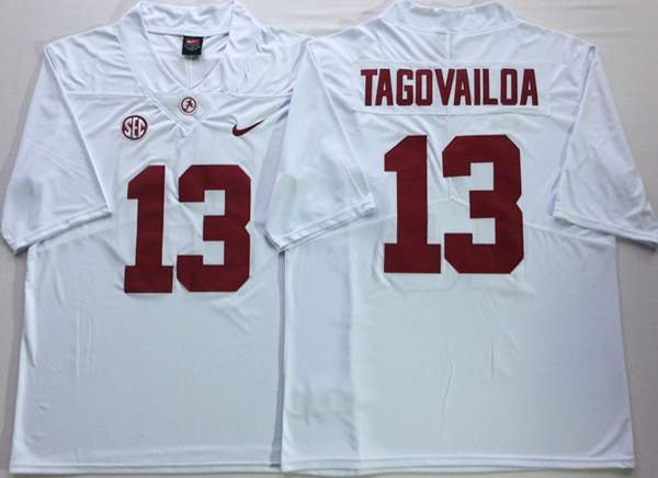 Alabama Crimson Tide White TAGOVAILOA #13 NCAA Football Jersey