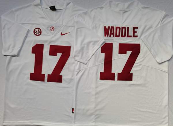 Alabama Crimson Tide White WADDLE #17 NCAA Football Jersey