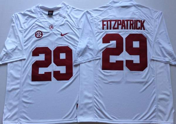 Alabama Crimson Tide White FITZPATRICK #29 NCAA Football Jersey