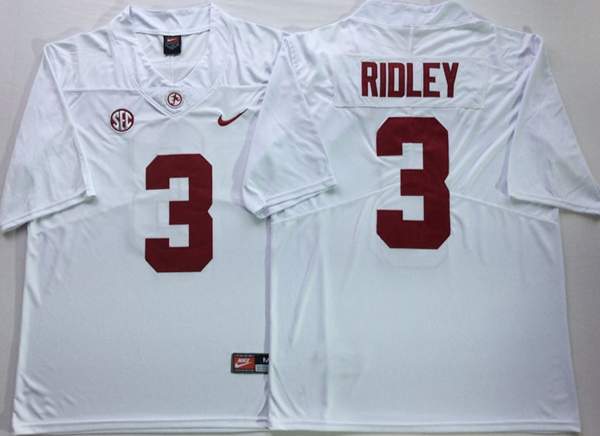 Alabama Crimson Tide White RIDLEY #3 NCAA Football Jersey