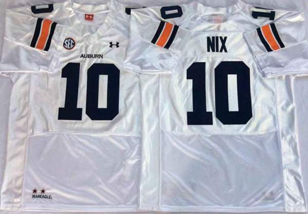 Auburn Tigers White NIX #10 NCAA Football Jersey