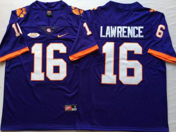 Clemson Tigers Purple LAWRENCE #16 NCAA Football Jersey