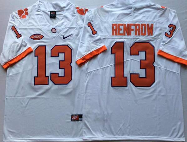 Clemson Tigers White RENFROW #13 NCAA Football Jersey