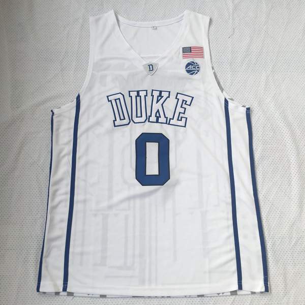 Duke Blue Devils White TATUM #0 NCAA Basketball Jersey 02