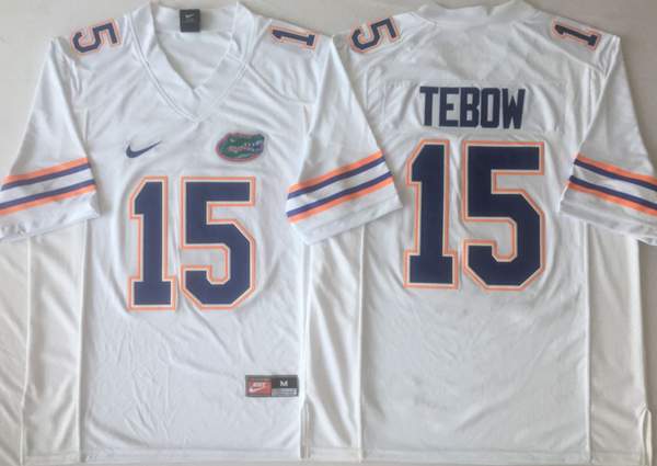 Florida Gators White TEBOW #15 NCAA Football Jersey 02