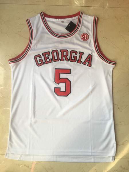 Georgia Bulldogs White EDWAROS #5 NCAA Basketball Jersey