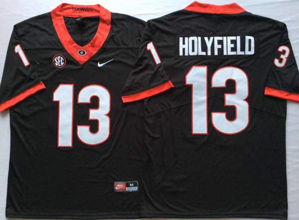 Georgia Bulldogs Black HOLYFIELD #13 NCAA Football Jersey