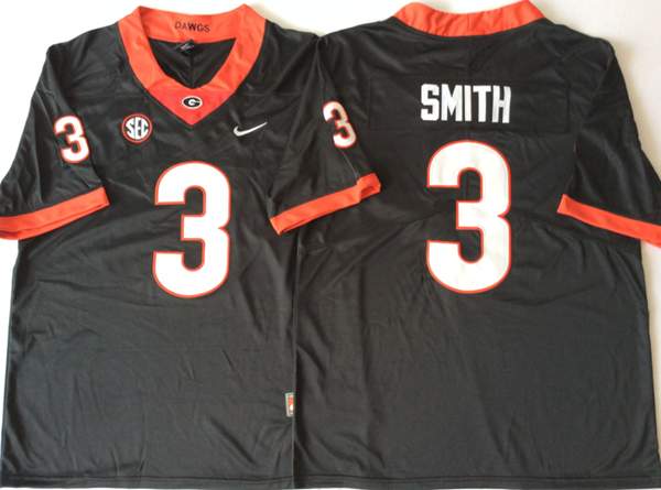 Georgia Bulldogs Black SMITH #3 NCAA Football Jersey