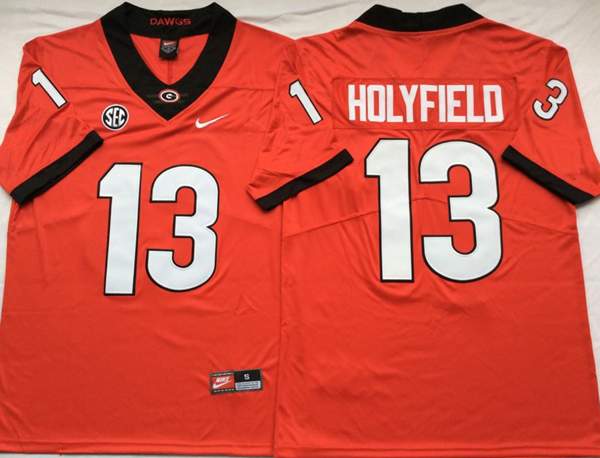 Georgia Bulldogs Orange HOLYFIELD #13 NCAA Football Jersey