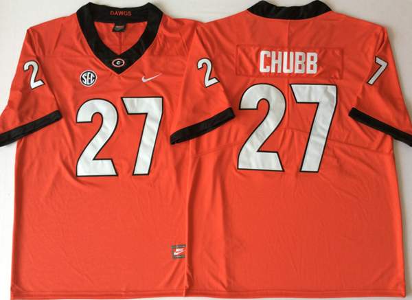 Georgia Bulldogs Orange CHUBB #27 NCAA Football Jersey