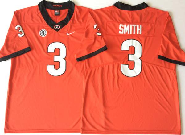 Georgia Bulldogs Orange SMITH #3 NCAA Football Jersey