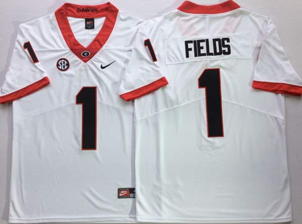 Georgia Bulldogs White FIELDS #1 NCAA Football Jersey