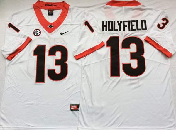 Georgia Bulldogs White HOLYFIELD #13 NCAA Football Jersey