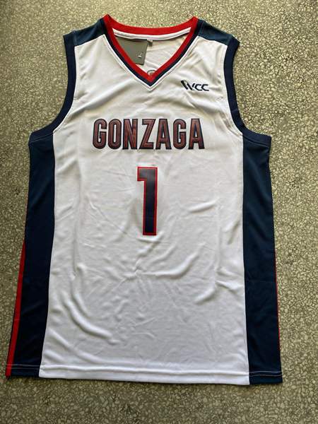 Gonzaga Bulldogs White SUGGS #1 NCAA Basketball Jersey