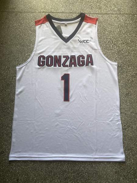 Gonzaga Bulldogs White SUGGS #1 NCAA Basketball Jersey 02