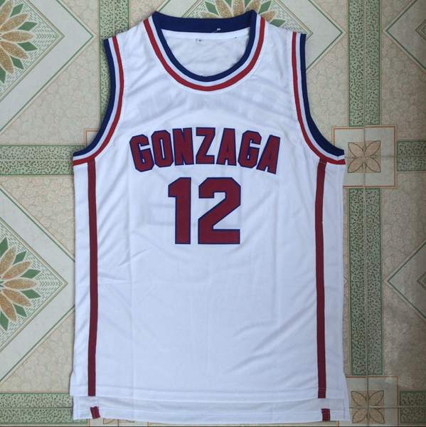 Gonzaga Bulldogs White STOCKTON #12 NCAA Basketball Jersey