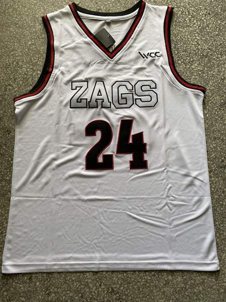 Gonzaga Bulldogs White KISPERT #24 NCAA Basketball Jersey 03