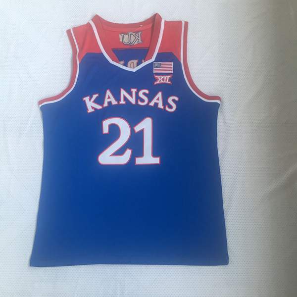 Kansas Jayhawks Blue EMBIID #21 NCAA Basketball Jersey