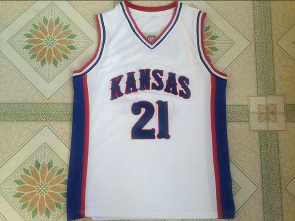 Kansas Jayhawks White EMBIID #21 NCAA Basketball Jersey