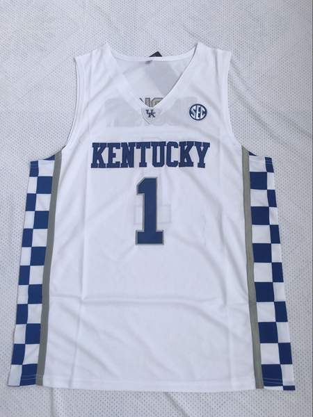 Kentucky Wildcats White BOOKER #1 NCAA Basketball Jersey