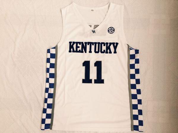 Kentucky Wildcats White WALL #11 NCAA Basketball Jersey
