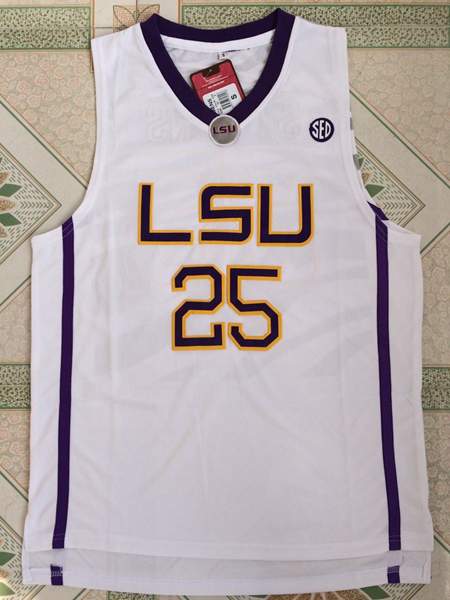 LSU Tigers White SIMMONS #25 NCAA Basketball Jersey