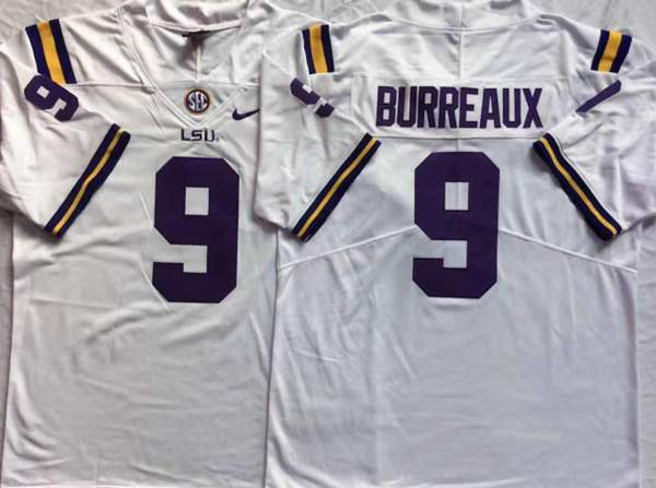 LSU Tigers White BURREAUX #9 NCAA Football Jersey