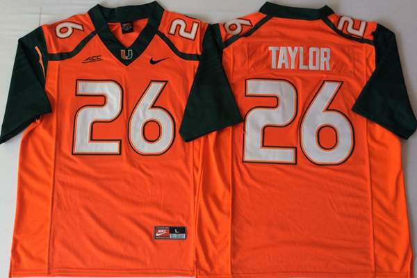 Miami Hurricanes Orange TAYLOR #26 NCAA Football Jersey