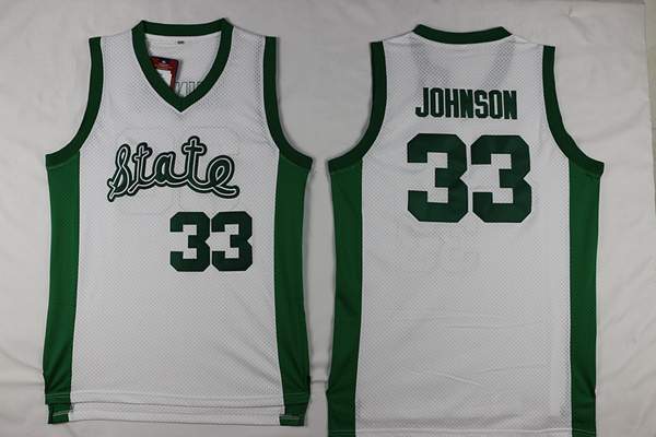 Michigan State Spartans White JOHNSON #33 NCAA Basketball Jersey