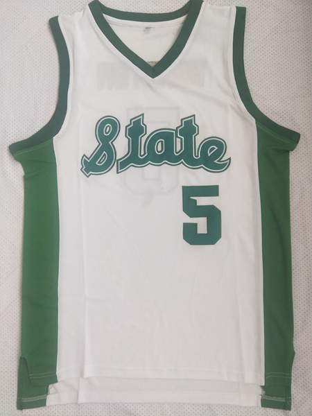 Michigan State Spartans White WINSTON #5 NCAA Basketball Jersey