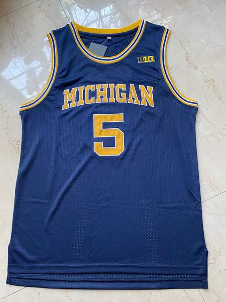 Michigan Wolverines Blue ROSE #5 NCAA Basketball Jersey