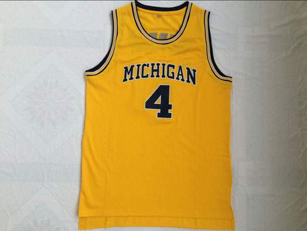 Michigan Wolverines Yellow WEBBER #4 NCAA Basketball Jersey