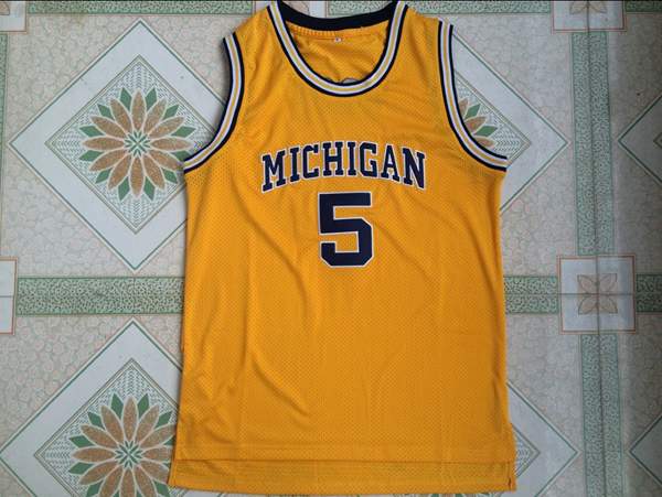 Michigan Wolverines Yellow ROSE #5 NCAA Basketball Jersey