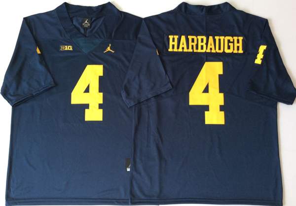 Michigan Wolverines Dark Blue HARBAUGH #4 NCAA Football Jersey