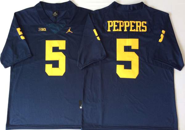 Michigan Wolverines Dark Blue PEPPERS #5 NCAA Football Jersey