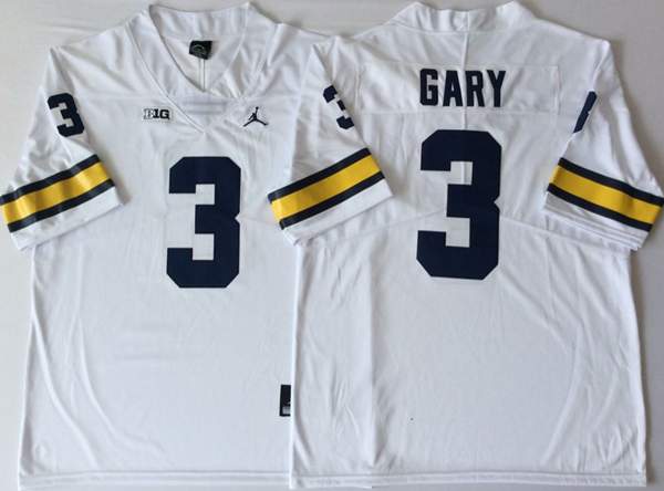 Michigan Wolverines White GARY #3 NCAA Football Jersey