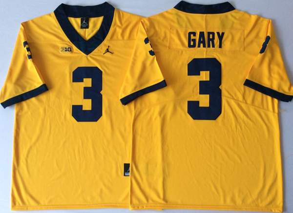Michigan Wolverines Yellow GARY #3 NCAA Football Jersey