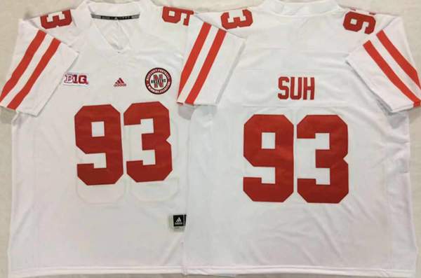 Nebraska Huskers White SUH #93 NCAA Football Jersey